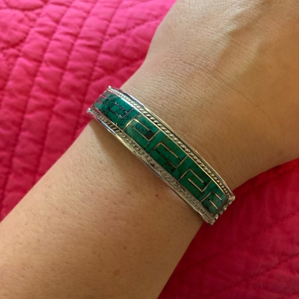 9.50 Silver Malachite Inlay bracelet